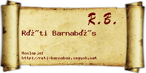 Réti Barnabás névjegykártya